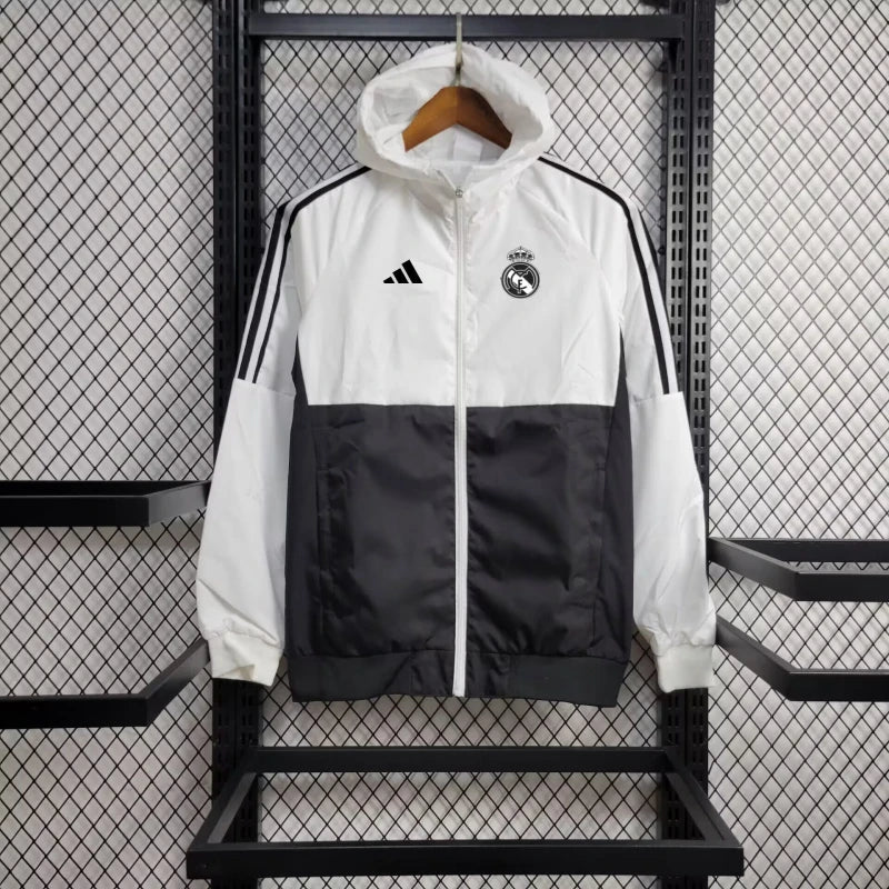 Corta Vento Real Madrid 24/25 - Branco e Preto